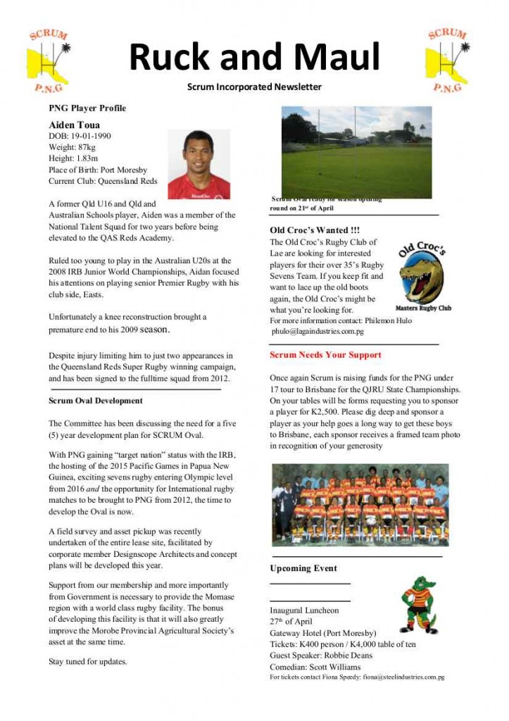 Ruck and Maul Newsletter Issue #1 Page#2