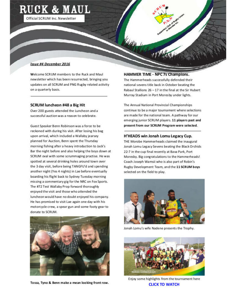Ruck and Maul Newsletter Issue #7