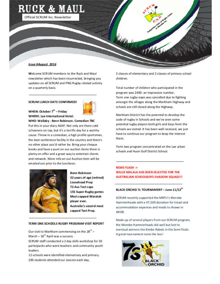 Ruck and Maul Newsletter Issue #6